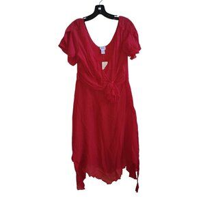Red Dress Together Brand Size 12 Womens Asymmetric Hem Short Sleeve